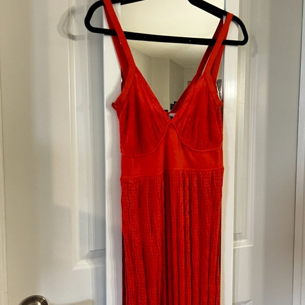 801 MISSONI Runway Knitted/Crochet Coral Lined Long Dress Size US 8 Color Orange - Picture 5 of 11